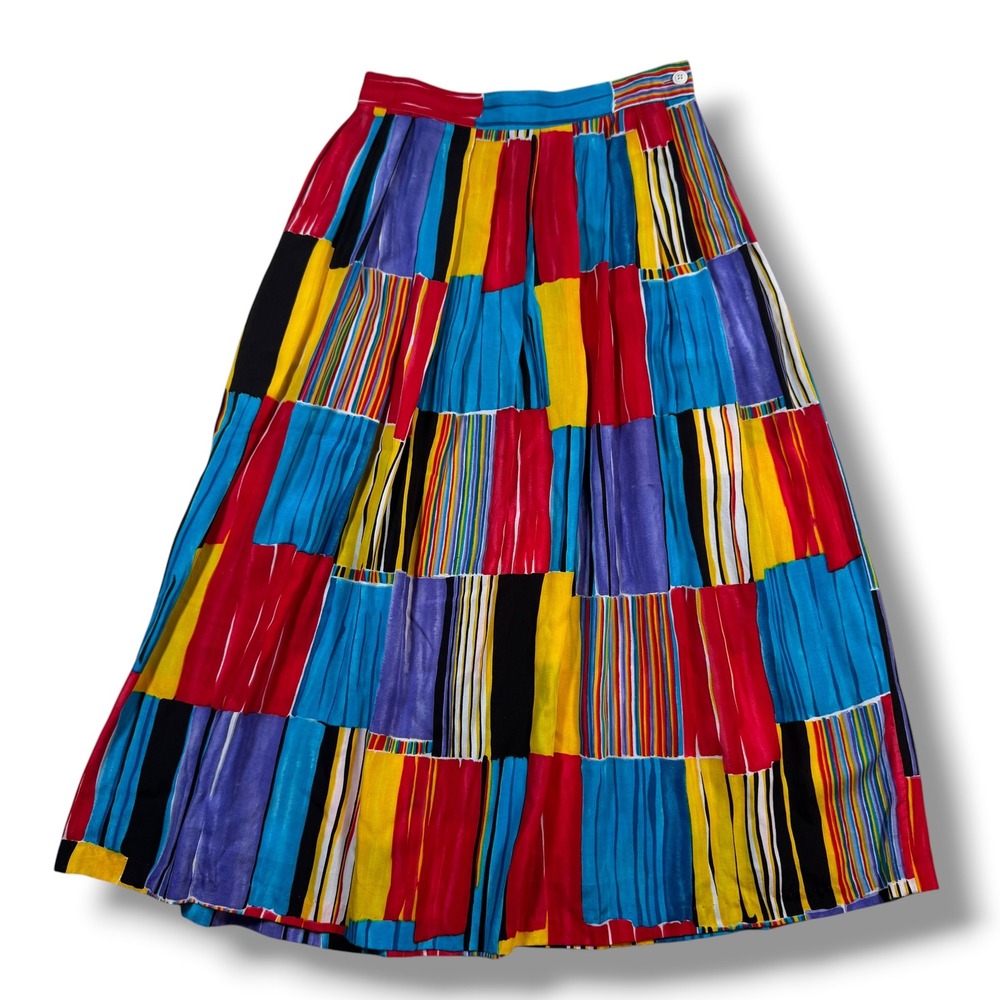 Leslie Fay Skirt Women's 10 Multicolor Patchwork Abstract Maxi Long Vintage